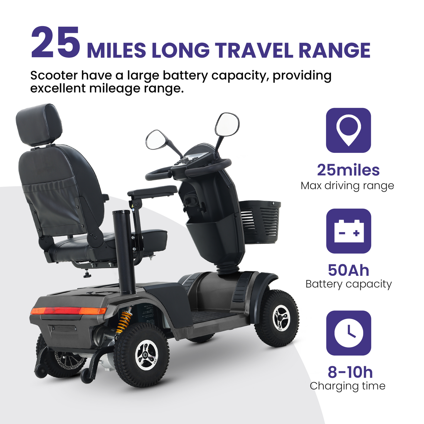 S500-Black Heavy Duty Mobility Scooter