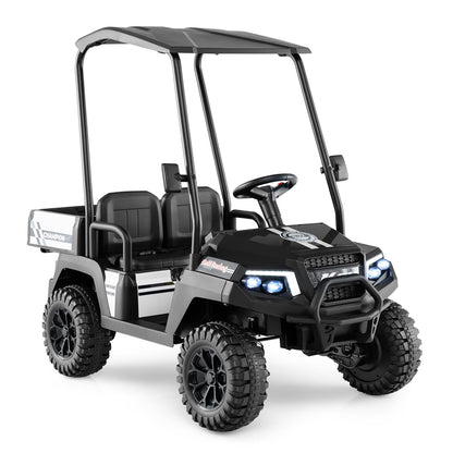 24V Kids Golf Cart 4WD 2-Seater Ride on Car with Storage Trunk and Horn