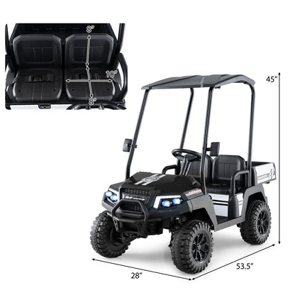 24V Kids Golf Cart 4WD 2-Seater Ride on Car with Storage Trunk and Horn