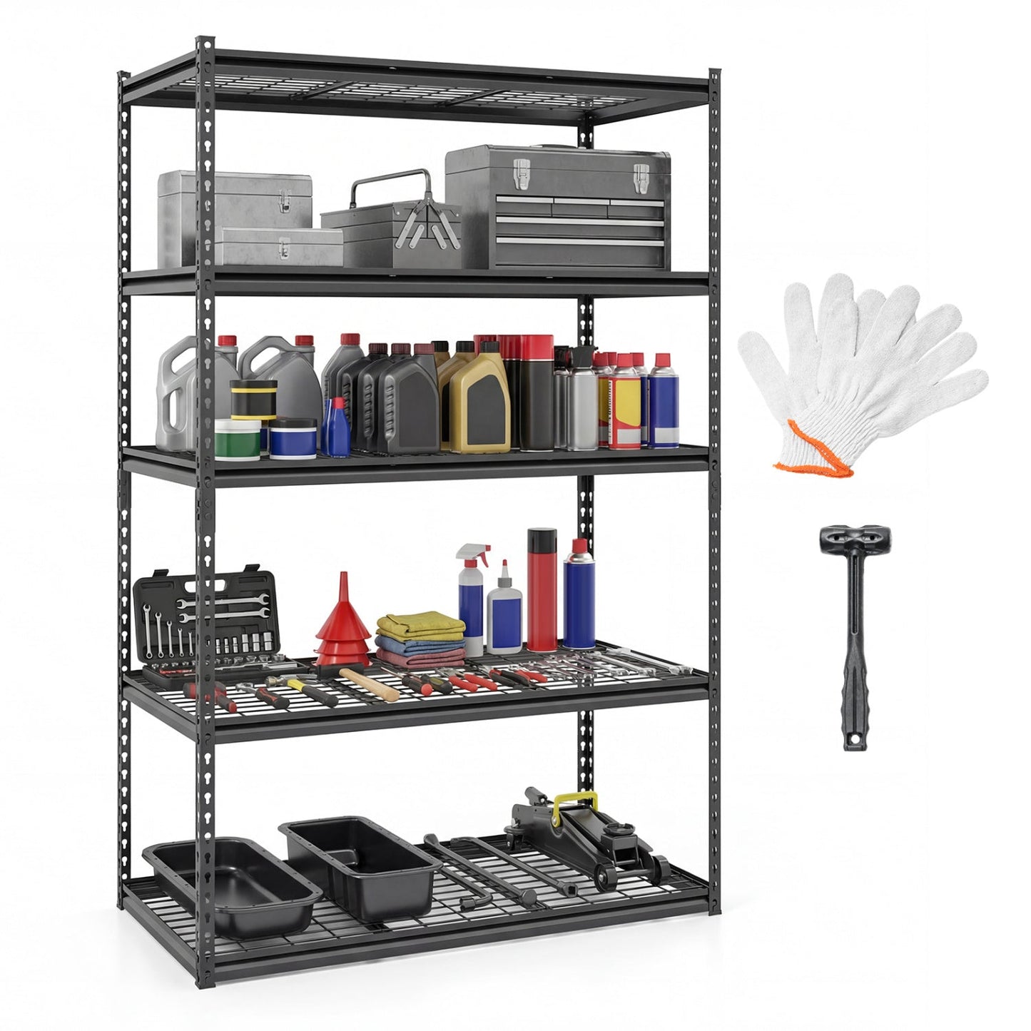 5-Tier Metal Shelving Unit 2000 lbs Capacity with Adjustable Wire Racks Set of