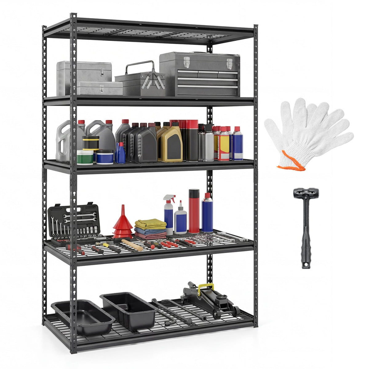 5-Tier Metal Shelving Unit 2000 lbs Capacity with Adjustable Wire Racks Set of