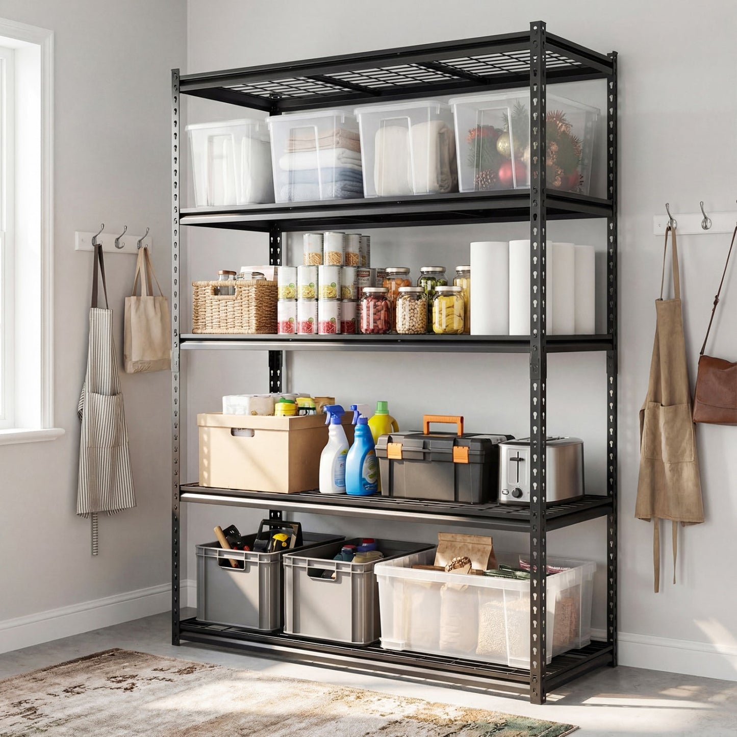 5-Tier Metal Shelving Unit 2000 lbs Capacity with Adjustable Wire Racks Set of