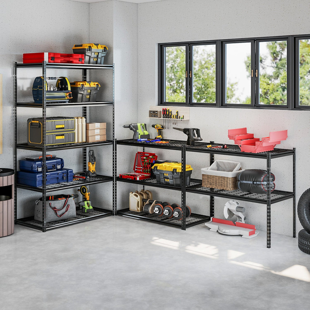 5-Tier Metal Shelving Unit 2000 lbs Capacity with Adjustable Wire Racks Set of