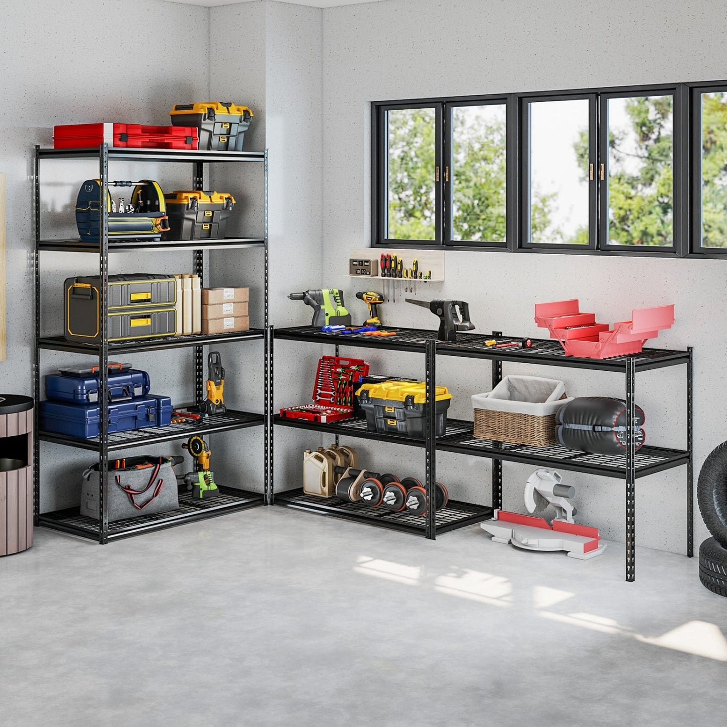5-Tier Metal Shelving Unit 2000 lbs Capacity with Adjustable Wire Racks Set of