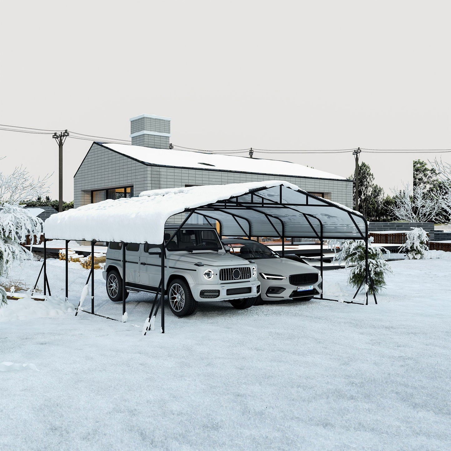 Heavy Duty Carport, All Weather Shelter - Black