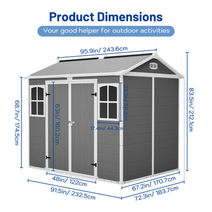 Plastic Utility Shed 8x6 ft with Floor