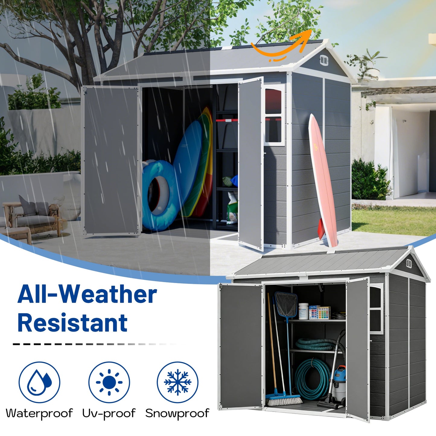 Plastic Utility Shed 8x6 ft with Floor