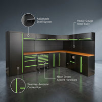 ApexForge Shadowline Pro Modular Garage Cabinet System — infographic
