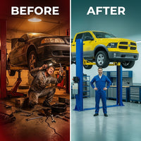 BlueForge Atlas A12 Asymmetric Two-Post Car Lift — Before & After