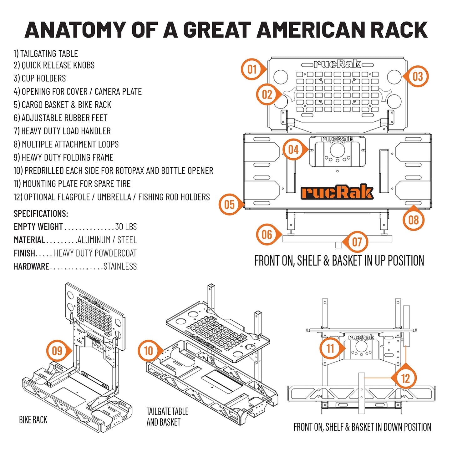 Jeep Wrangler JL (2018-2026) Cargo Carrier & Bike Rack | rucRak Grunt