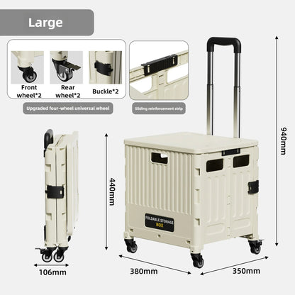 Household multi-functional shopping trolley, portable folding shopping trolley, trailer, camping, large-capacity storage box