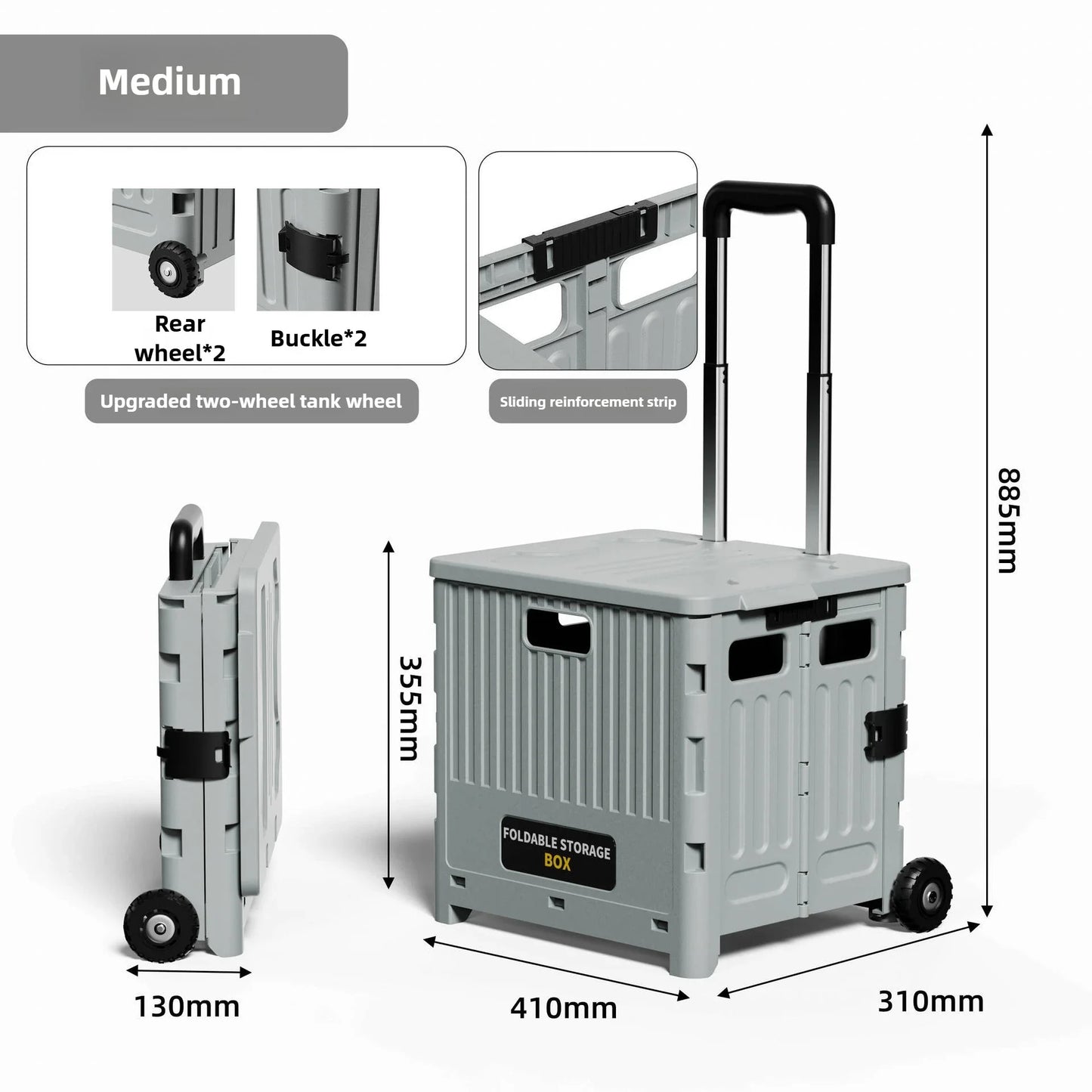 Household multi-functional shopping trolley, portable folding shopping trolley, trailer, camping, large-capacity storage box