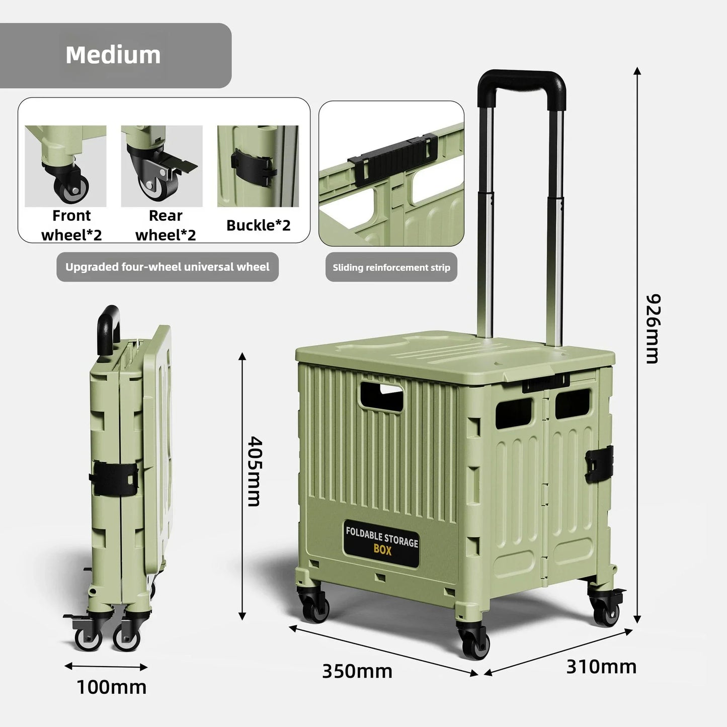 Household multi-functional shopping trolley, portable folding shopping trolley, trailer, camping, large-capacity storage box