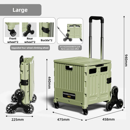 Household multi-functional shopping trolley, portable folding shopping trolley, trailer, camping, large-capacity storage box
