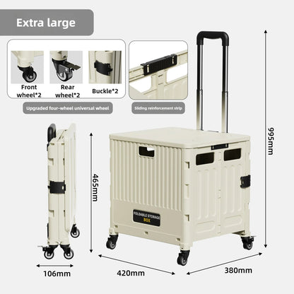 Household multi-functional shopping trolley, portable folding shopping trolley, trailer, camping, large-capacity storage box