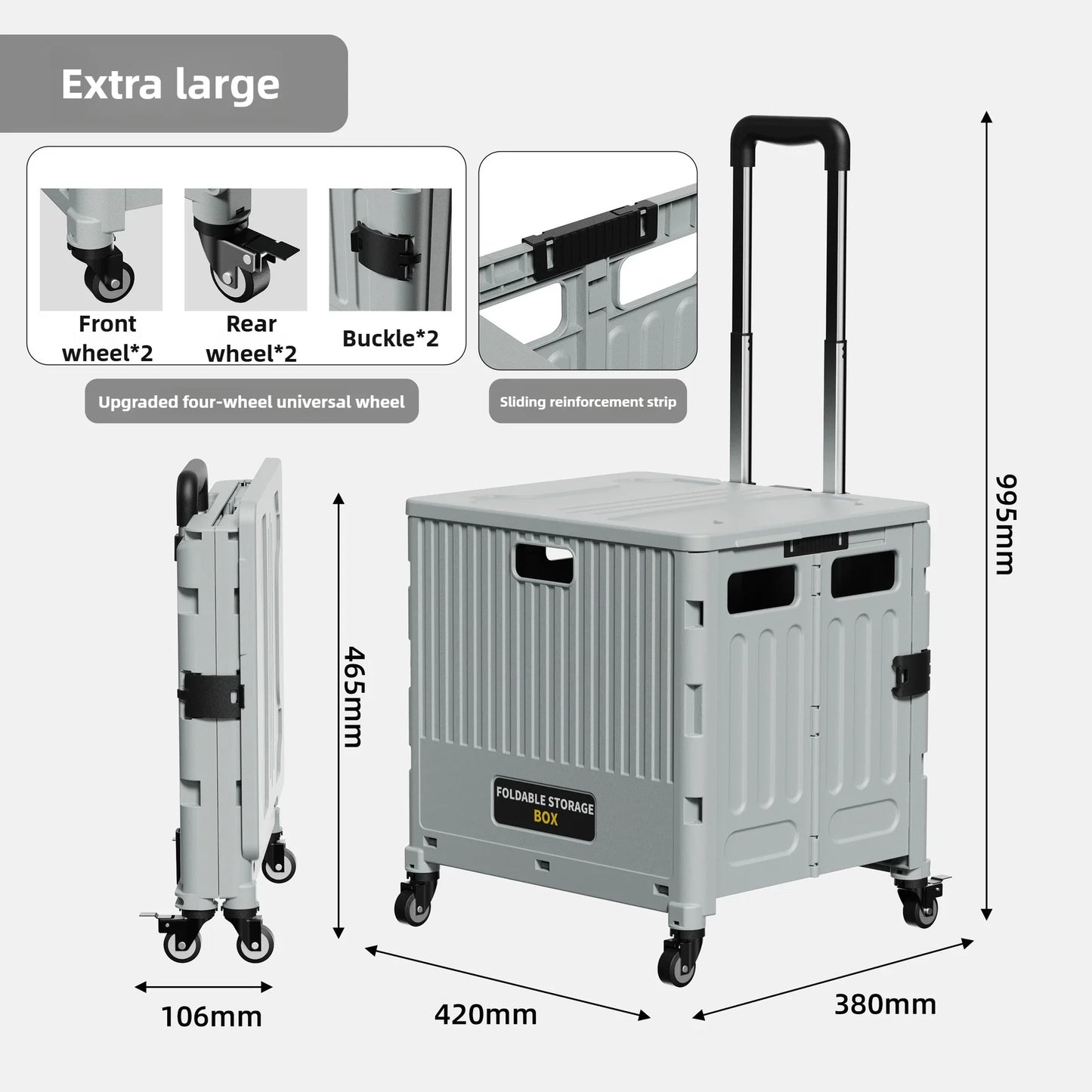 Household multi-functional shopping trolley, portable folding shopping trolley, trailer, camping, large-capacity storage box