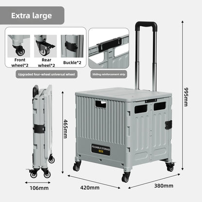 Household multi-functional shopping trolley, portable folding shopping trolley, trailer, camping, large-capacity storage box