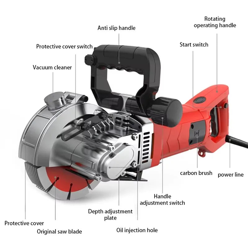 Electric Grooving Machine Automatic Wall Concealed Wire Groove Cutting Machine Slotting Machine Dustless Trenching Machine