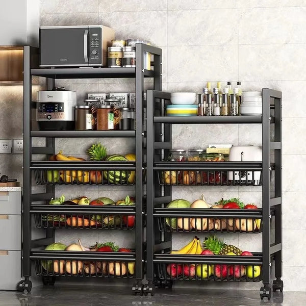 Multi-purpose mobile storage rack detachable mesh basket kitchen storage rack balcony living room shelf