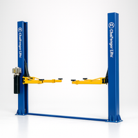 Two-Post Car Lift Engineered for Professional Shops, Asymmetric Design, Heavy-Duty Blue Columns, 12000 lb Capacity