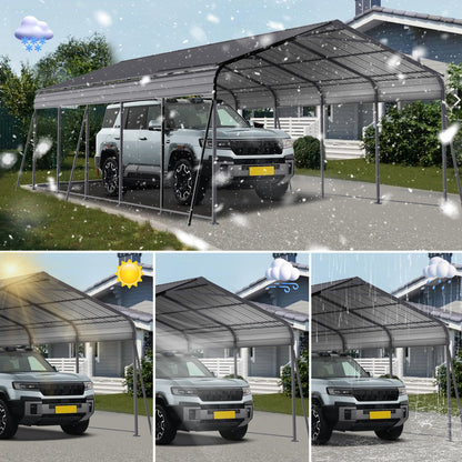 Heavy Duty Metal Carport 13 × 26.5 FT